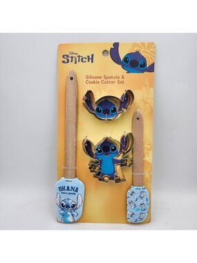 Disney Stitch Silicone Spatula Cookie Cutter Set Ohana Design 2 Spatulas 2 Cooki
